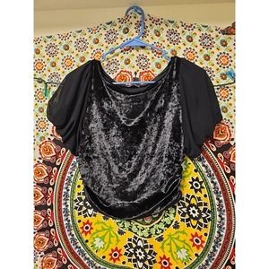 Intimately Free People Black Velvet Cropped Top Womens Small